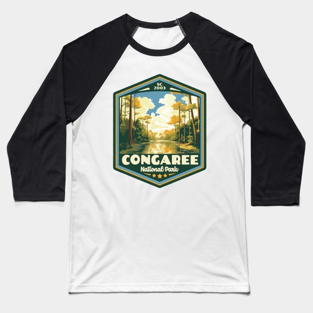 Congaree National Park Vintage Outdoor Badge Baseball T-Shirt by GIANTSTEPDESIGN